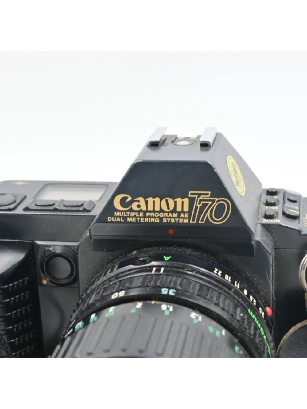 Canon T70 35mm SLR Film Camera W/ 2 Lenses, Flash, Film Untested As Is For Parts